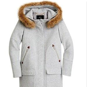 NWT- 0,2P,2-J.Crew Chateau parka in Italian stadium-cloth wool - Heather Dusk